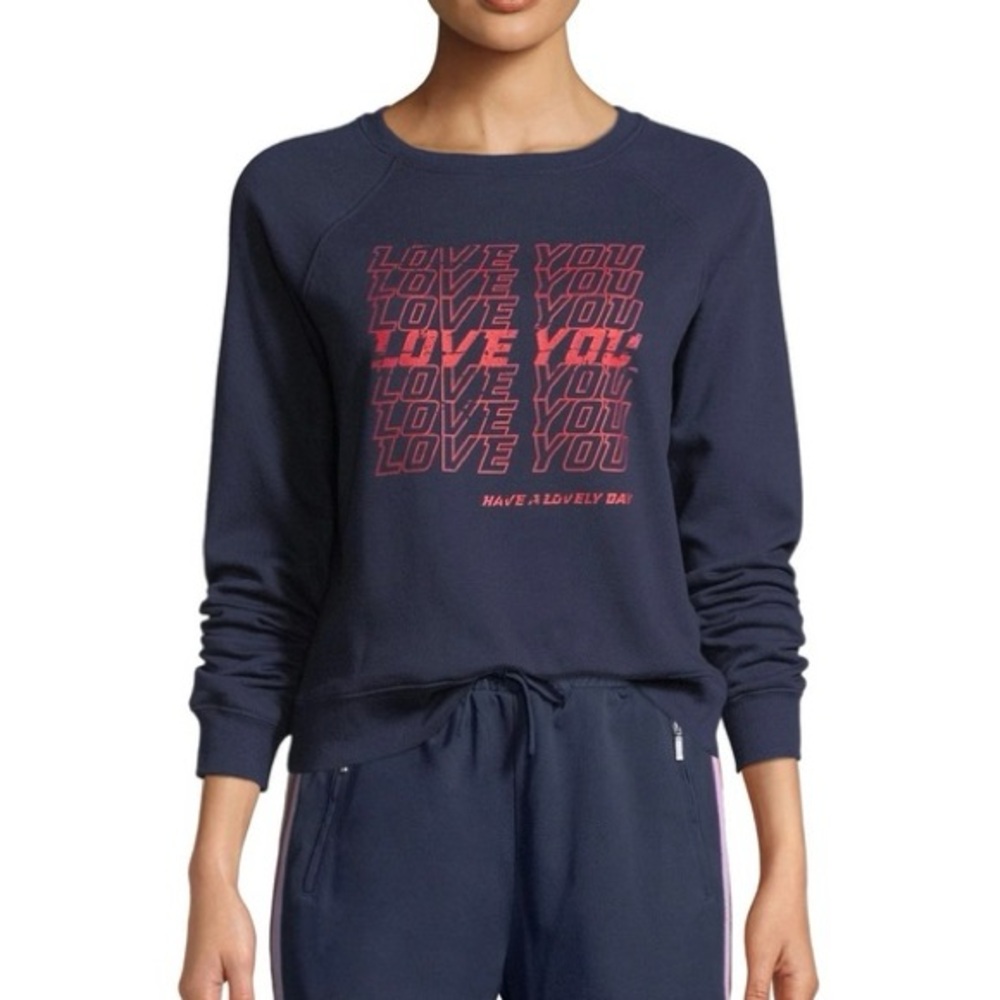 Rebecca Minkoff Navy Jennings Love You Graphic Crewneck Sweatshirt Sz XL